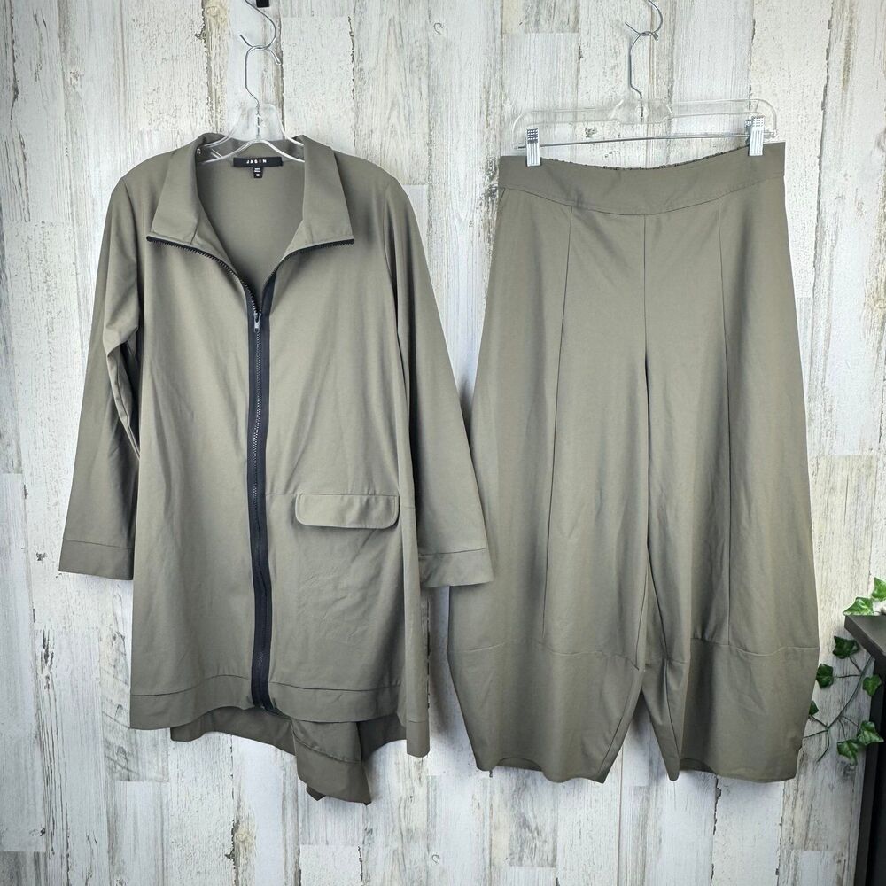 Jason Wu Tunic olive green matching set zip up jacket size medium